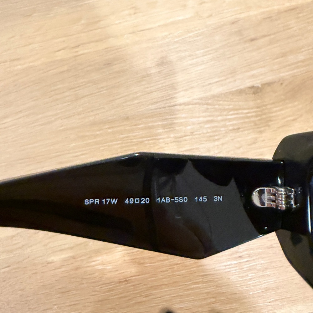 Prada SPR 17W Black Rectangular Sunglasses - Picture 3 of 5